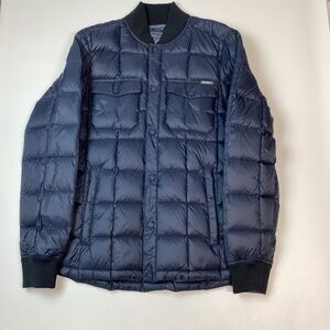 Eddie Bauer lightweight down button up bomber jacket